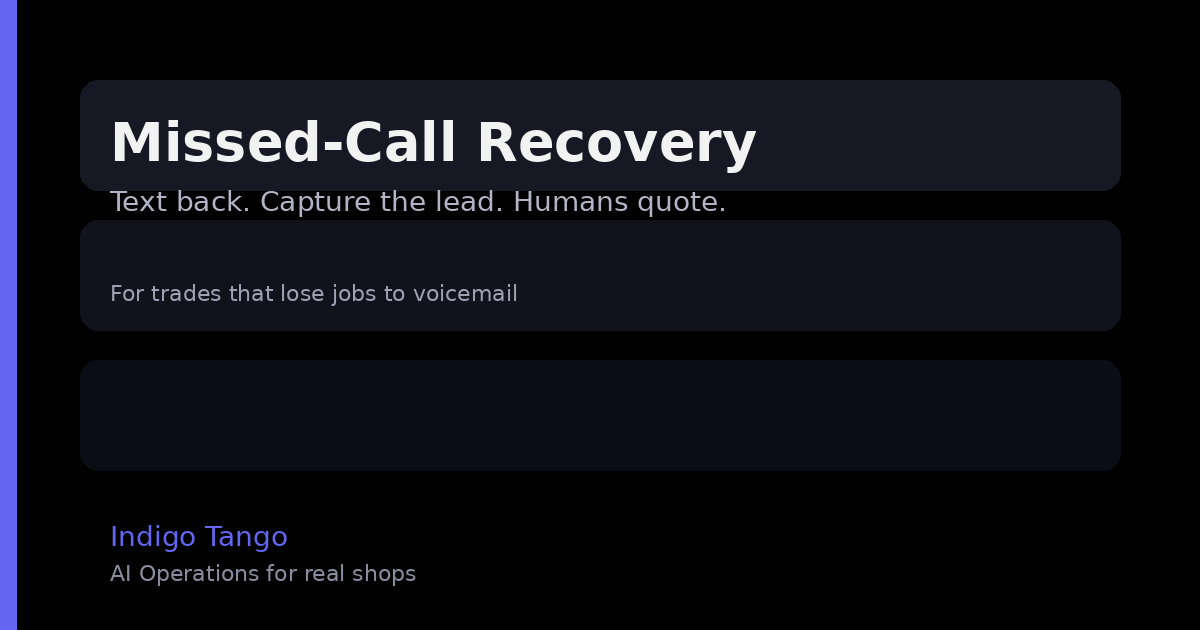 Missed-call recovery illustration from Indigo Tango